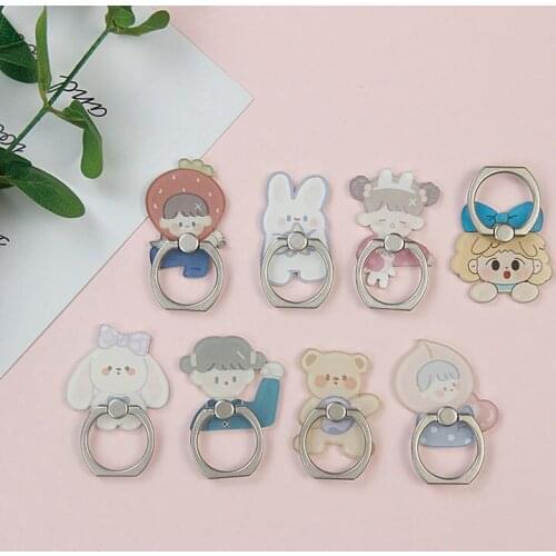 Universal 1PC Bear Girl Cute Animal Mobile Phone Stand Holder Finger Ring Smartphone Cartoon Holder Stand for All Phone