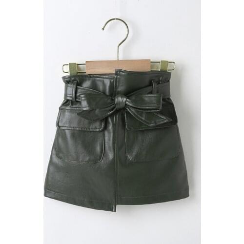 Skirt For Girls Autumn Winter A-line Skirt Toddler Girl Clothes Princess Short Skirt New Fashion Childrens PU Leather Skirt