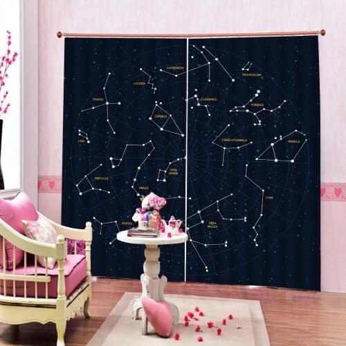 Custom Star point Blackout Curtain Geometric image letters Drapes For Childrens room Drapes Decor Sets (Left and Right Side)