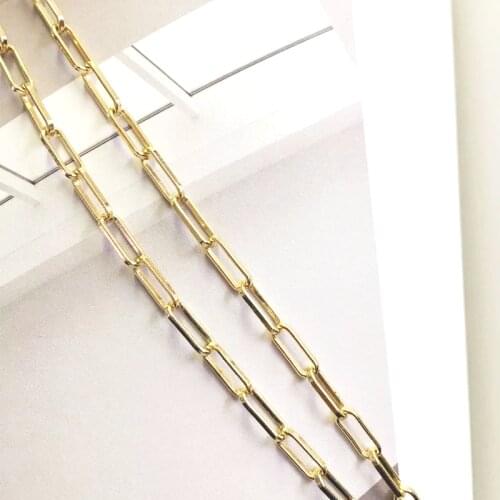 Vacuum plating gold big Rectangular square thick chain high grade end Chains for making DIY jewelry accessories 4mm 1meter