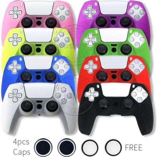 Anti-slip Silicone Rubber Case Cover For SONY Play Station5 Controller Skin Protection Case wtih 4 joystick caps For PS5 Gamepad