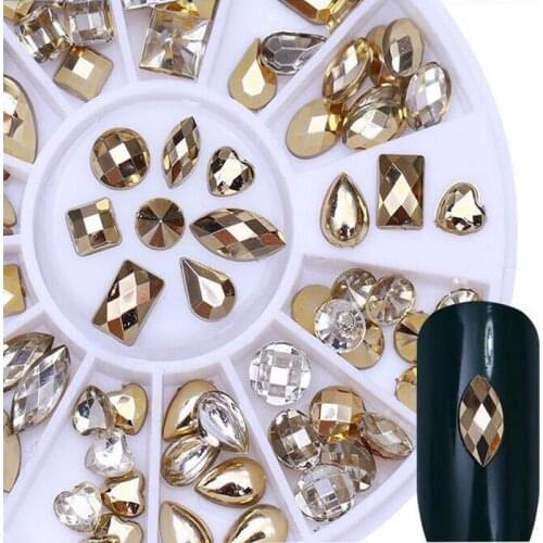 1Box 3D Crystal Horse Eyes Gem Glitters Rhinestones DIY Nail Art Tips Decoration Manicure Wheel