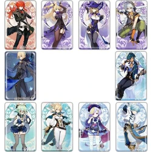 10pcs Genshin Impact Card Sticker Smooth Surface DIY Decoration Bus ID Anime Stickers