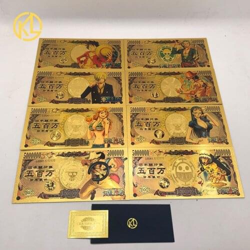 More types Japanese Anime classic ONE PIECE Cartoon Gold Banknote For nice Collection as Christmas Gift
