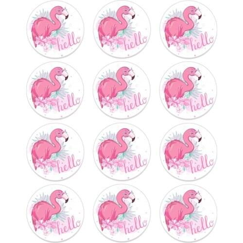 24/48pcs Hawaiian Party Decorations Stickers Palm Leaves Flamingo Summer Tropical Stickers Party Wedding Decoration Box Labels