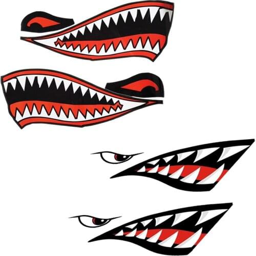 4 Pieces Waterproof Shark Teeth Mouth Stickers Kayak Boat Car Truck Funny Decals