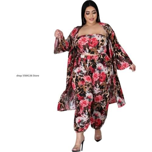 African Clothes for Women 2021 Spring and Autumn African Women Printing Plus Size Three Pieces Sets African Clothing L-4XL