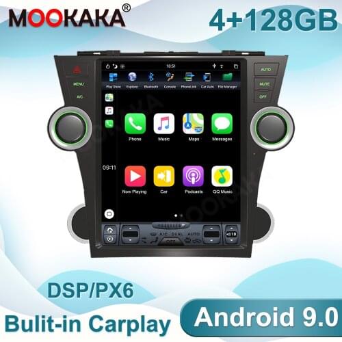 Android 9 Tesla Screen Car Multimedia Player For Toyota Highlander 2009-2013 GPS Navigation Auto Video Audio Stereo Head Unit