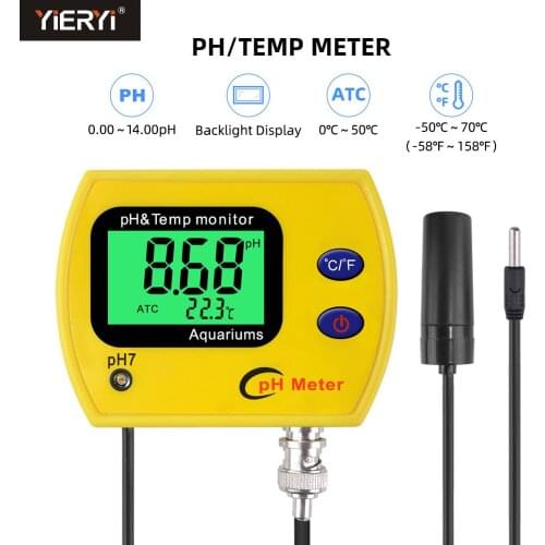 Yieryi Digital LCD pH&TEMP Meter Acidimeter Aquarium Drinking Water Quality Monitor PH Electrode Analyzer PH-991 With Backlight