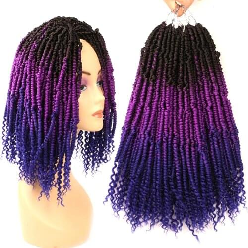 DAIRESS 12" Black Purple Blue Fluffy Bomb Twist Crochet Hair Afro Kinky Curly Spring Twist Hair Crochet Briads Hair Extensions