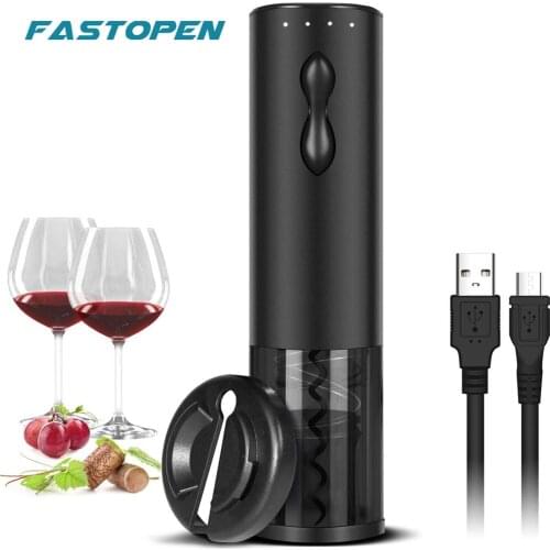 Electric Wine Opener Rechargeable Automatic Corkscrew Wine Bottle Openers with Foil Cutter and USB Cable Suit for Home Bar Use