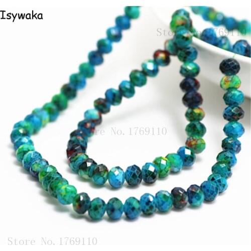 Isywaka Fashion 4x6mm 50pcs Rondelle Austria faceted Crystal Glass Beads Loose Spacer Round Beads for Jewelry Making No.42R6