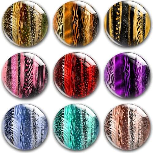 Handmade Brush Stroke Animals Print Wild Tiger Round Photo Glass Cabochons Demo Flat Back DIY Jewelry Making Findings Accessory