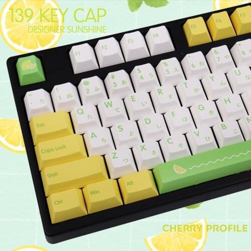 139-key Lemon Keycap DYE-SUB Cherry Profile PBT Sublimation Keycap for Cherry MX Switch Mechanical Keyboard Keycap 61/78/104/108