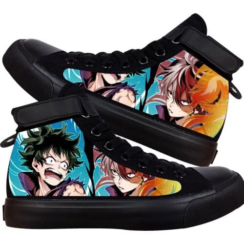 My Hero Academia Print High-Top Canvas Shoes Black 2021 Fashion Casual Breathable Leisure Sport Sneakers Vulcanize For Women Men