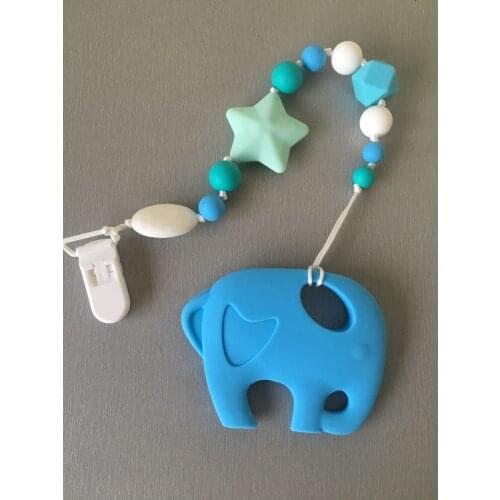 Cute Baby Teether Chains Toy or Accessory for Baby Pacifiers Safe Carrier pendant,Elephant Pacifier Clips Silicone teething toy
