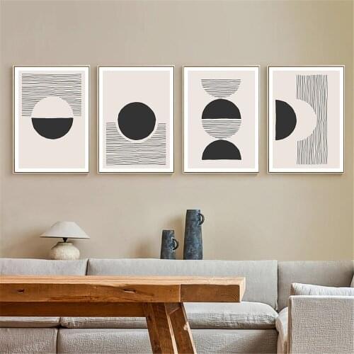 Minimalist Geometry Circle Wall Art Poster Boho Century Art Print Abstract Canvas Painting Modern Picture Living Room Home Decor