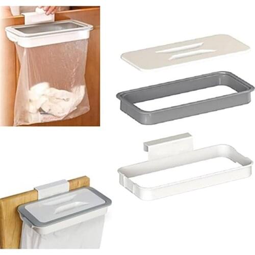 Over Door Cabinet Garbage Holder Alloy Hanging Trash Rack Kitchen Cupboard Waste Container