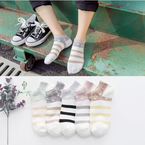 Star striped socks, boat socks, low-cut shallow mouth sweat-absorbent anti-odor invisible socks for female students