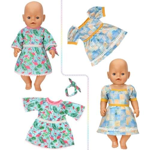 Clothes for doll fits 43-45cm New born doll American doll Fashion printed dresses, swimsuits, style skirts