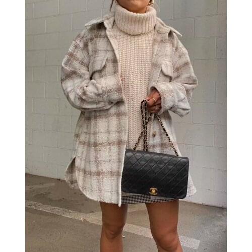 Xiaoxiang style pattern coat women loose autumn and winter long-sleeved fashion breasted tops autumn 2021 new style