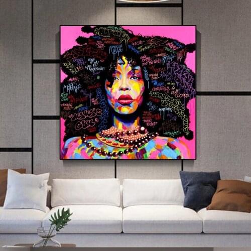 African Women Graffiti Art Painting Abstract Afro Posters and Prints on Canvas Wall Art Picture Living Room Modern Home Decor