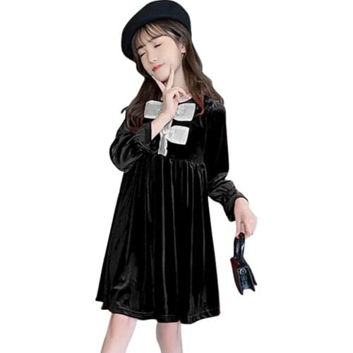 Girl Dress Thick Warm Dresses For Girl Big Bow Party Dress Child Spring Autumn Girls Clothing 6 8 10 12 14