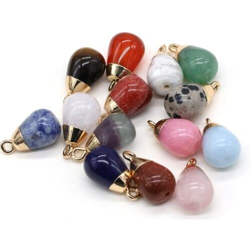 Natural Amethysts Stone Pendant Waterdrop Shape Crystal Agates Turquoises Opal Stone Charm for Jewelry Making Necklace Earring