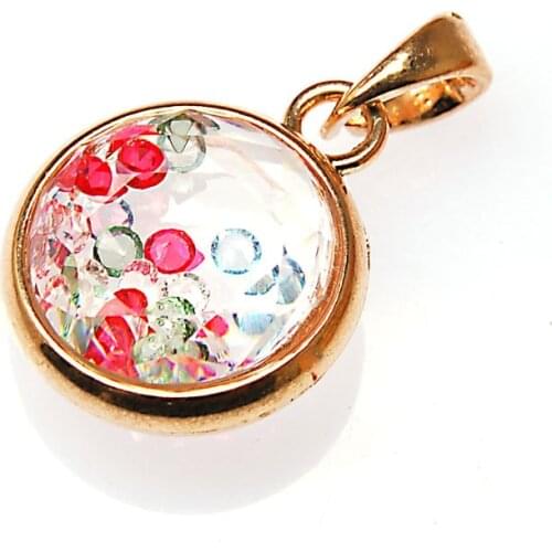 Miasol Golden Color Crystal Floating Charm Round Pendant For Diy Pendant Necklace Jewelry Making