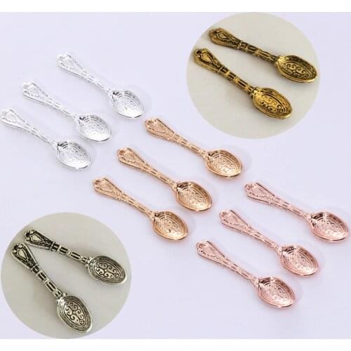 20pcs/lot 42MM antique silver color gold color alloy metal clock soup spoon charms pendant for DIY jewelry making