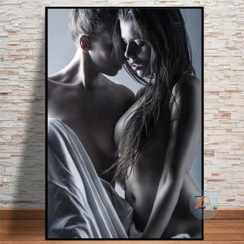 Sexy Two Nude Women Canvas Painting Posters and Prints Black White Wall Art Pictures Cuadros for Living Room Decoration