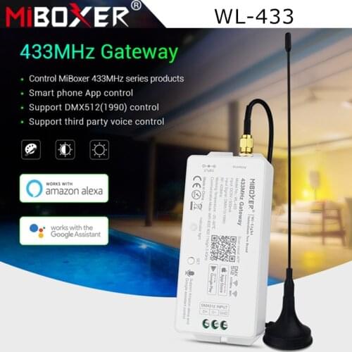 Miboxer WL-433 433MHz Gateway DC5V/5 WiFi RF DMX512(1990) Smartphone APP Voice Control for MiBOXER 433MHz Series Products