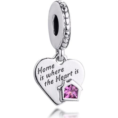 CKK Silver 925 Jewelry Love My Home Heart Dangle Charm Fits Original Bracelets Sterling Beads