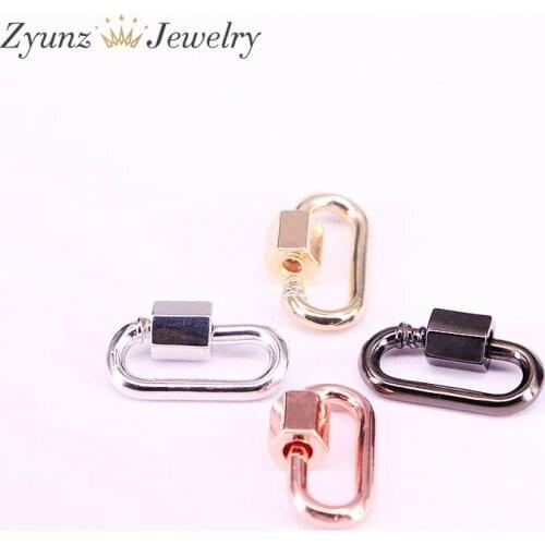 6PCS, 10*20mm, Small Oval Screw Clasp, Screw Clasp Carabiner Lock, Interlocking Clasp, Oval Shaped Lock Clasps