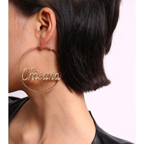 ABAYABAY Kpop Fashion Style Geometric Earrings Woman Simple Temperament Hollow Circle Letter Charm Earrings Jewelry