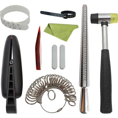 Berbem 10 Pieces / Set Ring Size Sets Ring Sizer Measuring Jewelry Tool With Standard Circle Sets Finger Gauge Rings