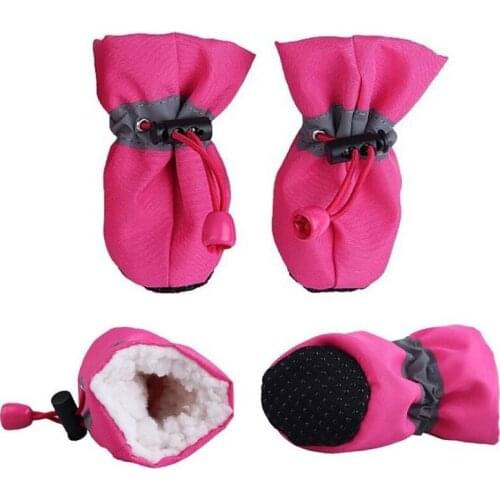 4pcs Dog Soft Bottom Shoes Waterproof Pet Dog Shoes Anti-Slip Rain Snow Boots Footwear Thick Warm Pet Socks For Small Cat Shoes