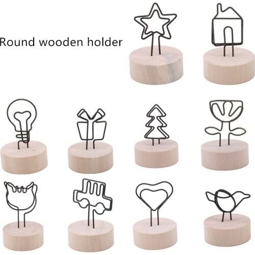 4CM Creative Round Wooden Iron Photo Clip Memo Name Card Pendant Furnishing Articles Picture Frame DIY Family Photo Decoration