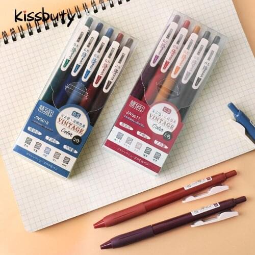 10Colos Retractable Retro Color Gel Pen Set Ballpoint 0.5mm Multi Color Roller Ball Pens for Writing Journal Diary Office School