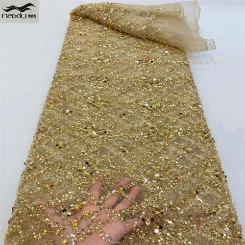 Madison African Lace Fabric 2021 High Quality Beaded Lace Nigerian Lace Fabrics For Wedding French Tulle Lace Fabric