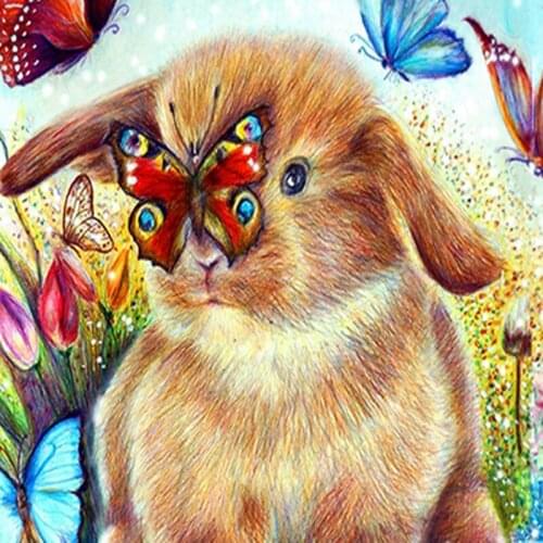 Diamond paintings rhinestones Rabbit and butterfly pictures diamond mosaic 5d Mural diamond Embroidery Diamond mosaic art gifts