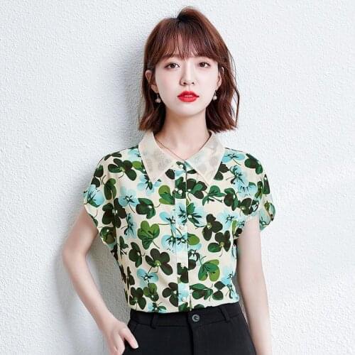 Summer Chiffon Doll Collar Shirts Short Sleeve Elegant Women Blouses Temperament Ruffle Loose Mujer Blusas Ladies Tops MM0761