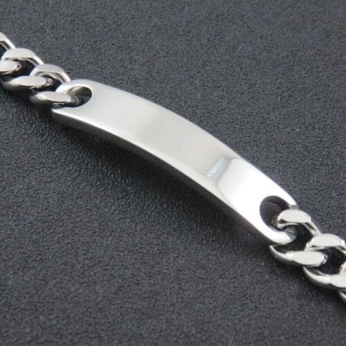 12mm 21cm Width High Polished Blank 316L Stainless Steel ID Chain Bracelet For Man Fashion Mens DIY Logo Bracelet