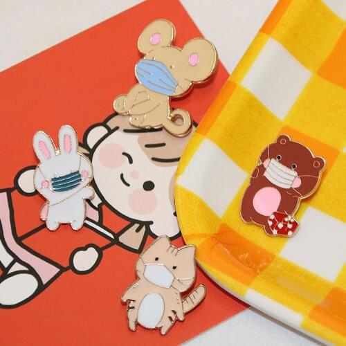 1 design metal cartoon color animation pin cute little animal cat color mouse Pin Brooch womens Lapel Pin Badge Js9