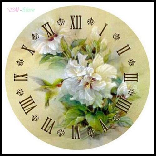 Lily flower bird clock,Full drill diamond embroidery 3d cross stitch fashion diamond mosaic pattern of rhinestones gift NEW1023