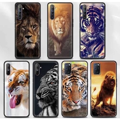 Cellphone For Realme GT Neo 8 7 6 Q2 Pro 7i Q2i C25 C21 C20 C15 C11 C3 V15 V13 X50 5G Shell Fundas Case Lion animal tiger