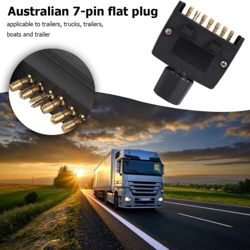 Black 7 Pin AU Flat Male Trailer Socket Plug Connector Adapter for RV Boat Truck Suitable for RV Truck Ship and Trailer
