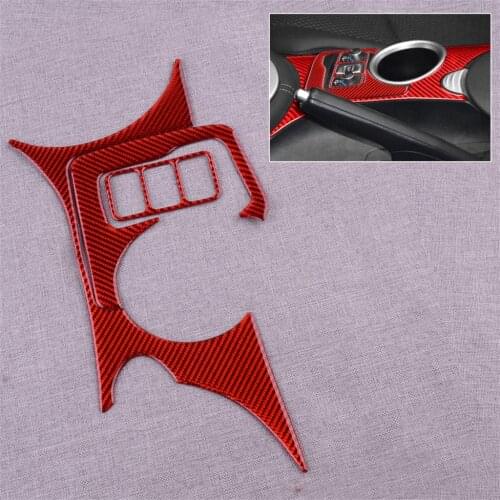 CITALL 3Pcs/set Car Water Cup Holder Panel Cover Trim fit for Nissan 370Z 2009-2018 2019 2020 Red Carbon Fiber left hand Drive
