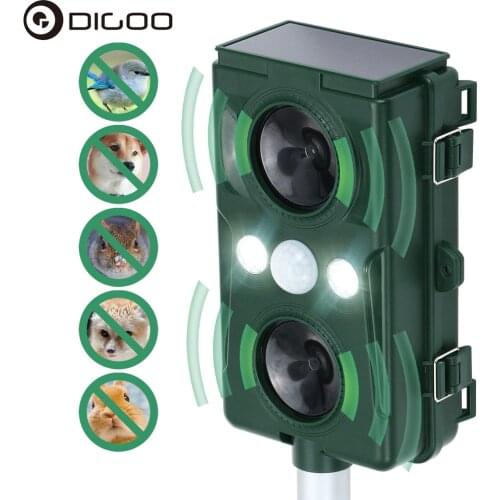 DIGOO DG-AR506 Garden Solar Powered IPX4 Ultrasonic Outdoor Waterproof Animal Repeller Dogs Cats Raccoon Mice with Flash Light