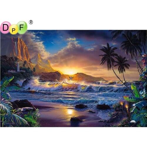 DPF Diamond Embroidery Seaside scenery Diamond Painting Cross Stitch Picture Of Rhinestone full Square Diamond Mosaic decor DIY